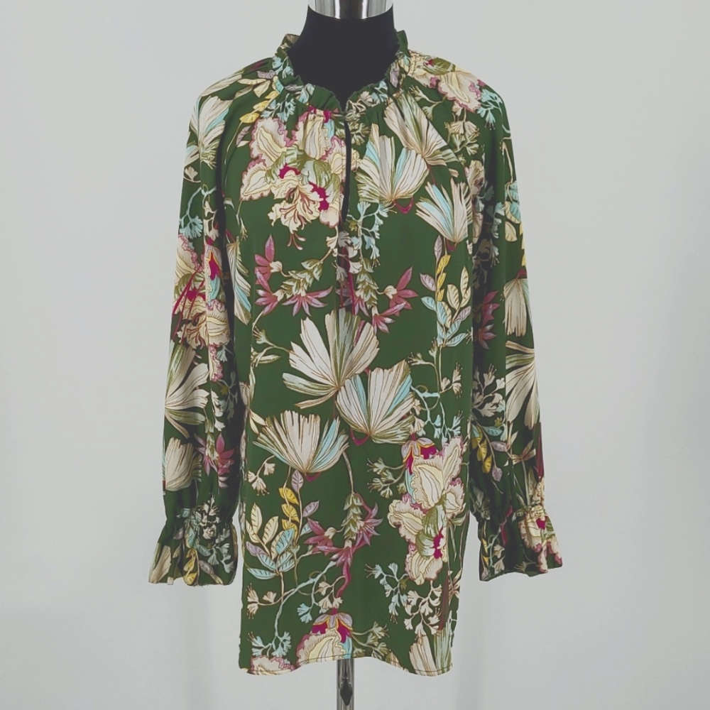 Kaari Blue Floral Print Mini Dress Women's sz. Medium